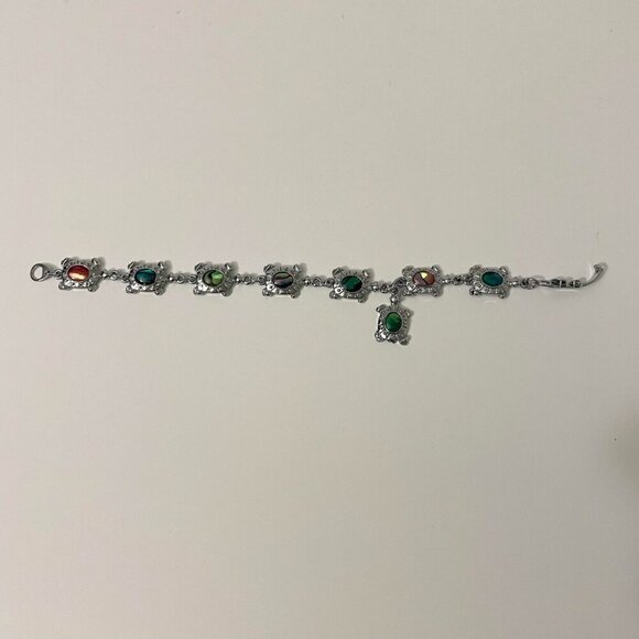 Multi Coloured Turtle Shell Bracelet 7 Inch Long - Picture 7 of 16